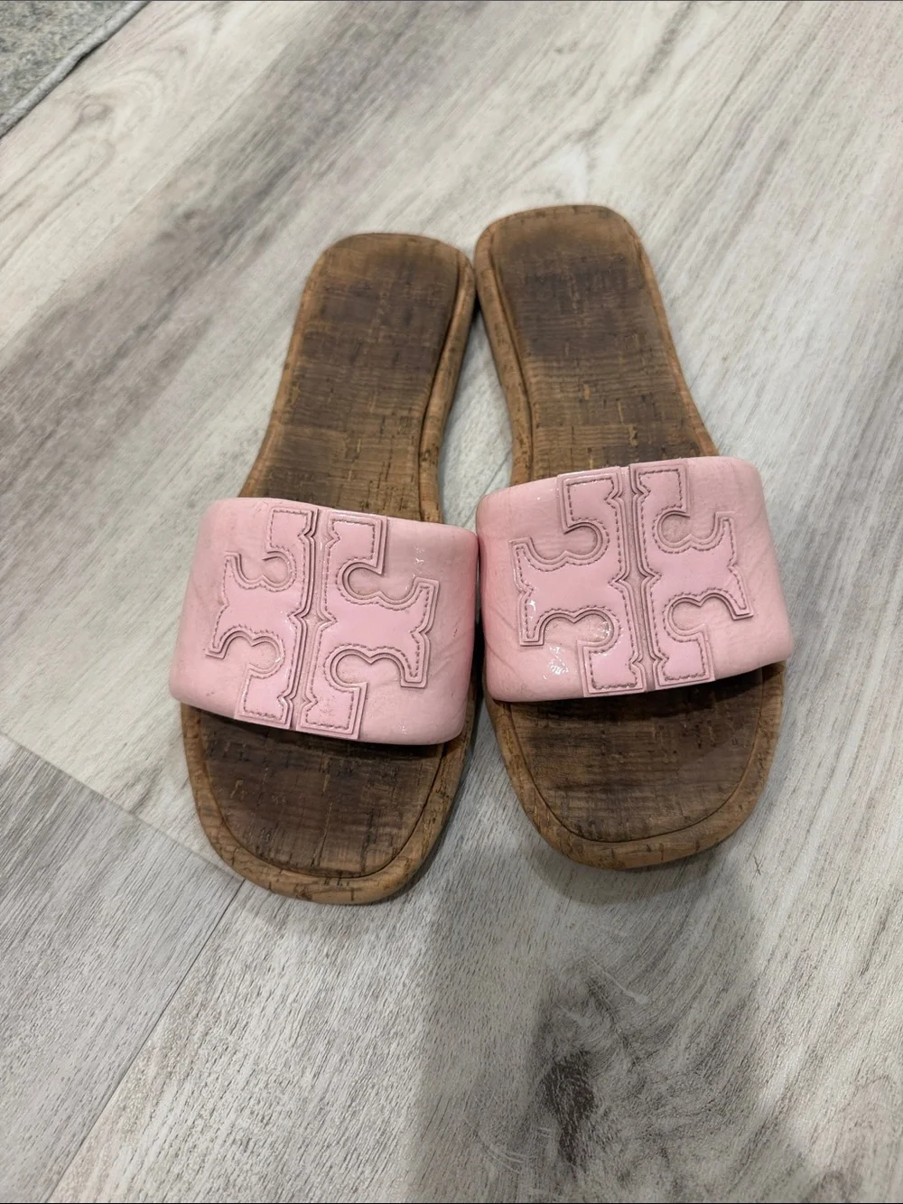 TORY BURCH DOUBLE T SPORT Pink Slide Sandals for Women SIZE 8.5